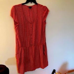 Red and white patterned sundress